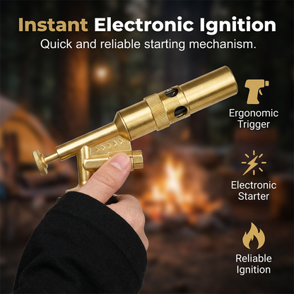 🍳🔥 Chalumeau à butane portable multifonction – Cuivre-zinc, allumage électronique, 1300°C, le couteau suisse du feu pour allumer un barbecue, caraméliser une crème brûlée ou souder un tuyau de cuivre 🥩🔧