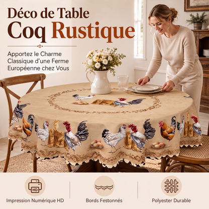 🎉 SOLDES 2026 : 🐓 Nappe à motif de poulet style ferme vintage – Impressions HD qui restent éclatantes, bords festonnés pour plus de charme ! ✨