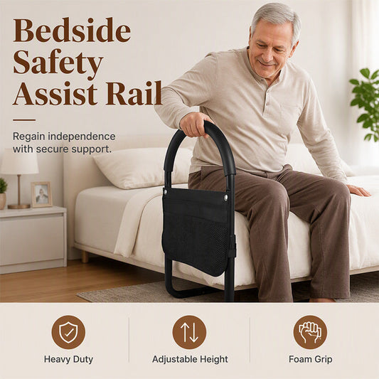 🛏️ Barre d’Appui de Lit Sécurisée – Hauteur réglable, poignée mousse & sangle sécurisée – Aide au coucher facile pour seniors & aide à la mobilité ✨
