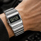 💎 Montre Digitale de Luxe pour Homme – Métal Poli Effet Miroir – Affichage Clair – Noir / Argent-Noir – Look Bureau et Soirée 🕶️