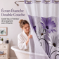 🚿 Rideau de douche double couche imprimé floral – Résistant à l'eau, panneau en maille laissant passer la lumière – 5 coloris au choix – Décoration élégante pour salle de bain 🌸