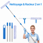 Nettoyeur vitres 2-en-1 double tête – Microfibre + raclette flexible – Poteau modulable 3/5/8 sections – Essentiel pour fenêtres, miroirs et surfaces lisses 🧼