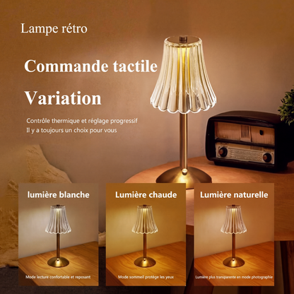 Lampe de table rechargeable rétro avec variateur tactile