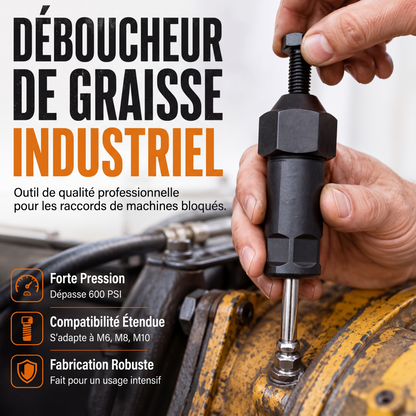 🔧 Déboucheur de graisseurs – Pression 600 psi, adaptateurs multiples inclus – Construction durable, tige longue/courte – Idéal pour entretien mécanique et réparation 🛠️
