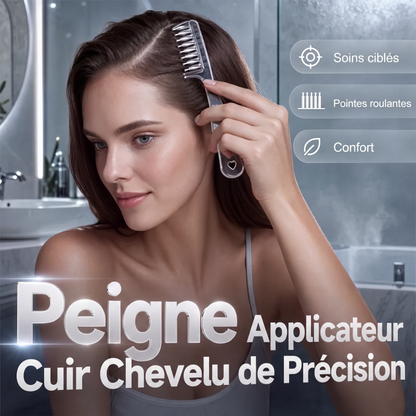 💆‍♀️ Peigne applicateur de précision pour cuir chevelu – Embouts roulants doux, distribution uniforme du liquide – Corps transparent pour un contrôle optimal – 6 dents, léger (40g) – Idéal pour soins capillaires quotidiens ✨