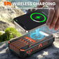 🔋 Batterie solaire 20000 mAh – 4 panneaux pliables 8W, charge jusqu'à 6 appareils simultanément – IPX5 étanche, résistante aux chocs – Lampe LED 3 modes (SOS inclus) – Idéale pour camping et voyages 🌞⛺