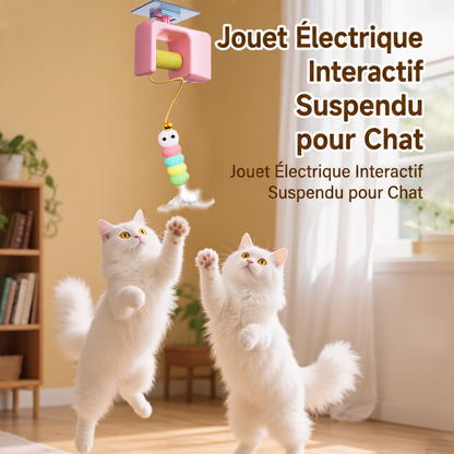🐱 Jouet suspendu interactif pour chat – Rétraction intelligente, corde élastique 1,8 m – Rechargeable USB, installation sans outil – 2 couleurs (rose/bleu) 🧶