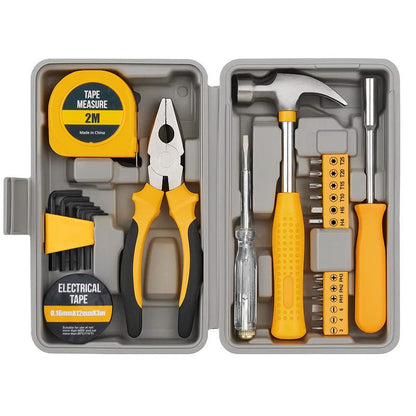 📢📢50% DE RÉDUCTION !! ⏰ Kit d’Outils Ménagers Portable 24 Pièces – Coffret Inclus – Marteau, Tournevis, Pinces, Mètre Ruban & Embouts – Idéal Bricolage à Domicile 🏠