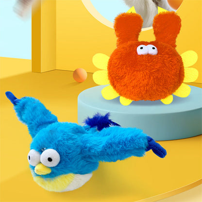 🐾 Jouet interactif pour chat – Mouvement automatique, sons réalistes, activation tactile – Poche pour herbe à chat, rechargeable USB – 3 styles (crabe/oiseau/pingouin)🦀🐦🐧