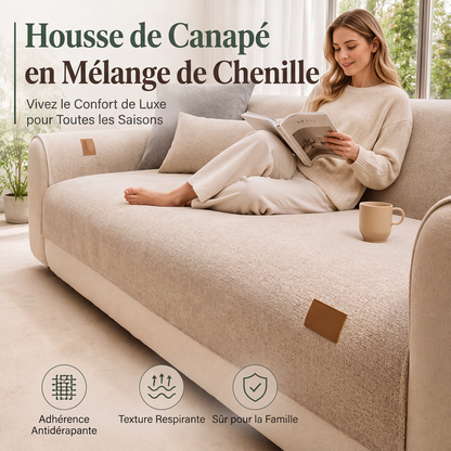 🛋️ PROMO FLASH : 50% DE RÉDUCTION ! ✨ Housse de Canapé Moderne – Mélange de Chenille – Douce & Antidérapante for Salon & Coin Lecture 🏠