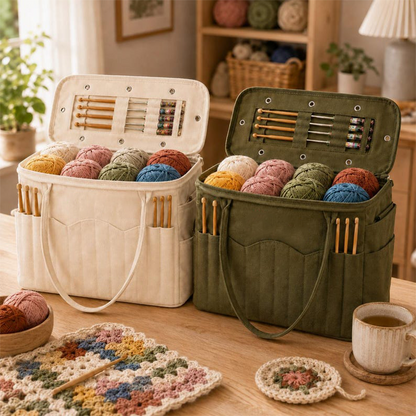 🧶 PROMO FLASH : 50% DE RÉDUCTION ! Sac de Rangement en Toile pour Couture et Tricot – Grand Compartiment, Poches pour Aiguilles & Œillets pour Fil for un Matériel de Couture Organisé et Toujours à Portée de Main 🧵✨