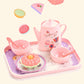 🍵 Set de théière jouet – 17 pièces (théière, tasses, assiettes, desserts, mallette) – Matériau PP/PS non toxique – Design portable – 5 styles (rose/dinosaure/licorne/sirène/chat) – Dès 3 ans 🦄✨