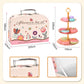 🍵 Set de théière jouet – 17 pièces (théière, tasses, assiettes, desserts, mallette) – Matériau PP/PS non toxique – Design portable – 5 styles (rose/dinosaure/licorne/sirène/chat) – Dès 3 ans 🦄✨