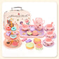 🍵 Set de théière jouet – 17 pièces (théière, tasses, assiettes, desserts, mallette) – Matériau PP/PS non toxique – Design portable – 5 styles (rose/dinosaure/licorne/sirène/chat) – Dès 3 ans 🦄✨