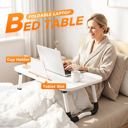 📢📢50% DE RÉDUCTION !! ⏰Table de Lit Pliable pour Ordinateur avec Porte-Gobelet