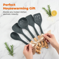 Set d'ustensiles de cuisine 12 pièces – Silicone antiadhésif, résistant à la chaleur – Manches en bois ergonomiques – Protection anti-rayures – 8 coloris disponibles