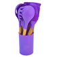 Set d'ustensiles de cuisine 12 pièces – Silicone antiadhésif, résistant à la chaleur – Manches en bois ergonomiques – Protection anti-rayures – 8 coloris disponibles
