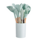 Set d'ustensiles de cuisine 12 pièces – Silicone antiadhésif, résistant à la chaleur – Manches en bois ergonomiques – Protection anti-rayures – 8 coloris disponibles