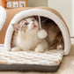 🐱 PROMO FLASH : 50% DE RÉDUCTION ! 🕳️ Tunnel & Lit 3-en-1 en Peluche pour Chat – Tapis Carreaux & Pompons Interactifs – Fermeture Éclair for Jeu & Sieste 🔮