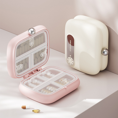 💊 Boîte à pilules de voyage 4 compartiments – Fini les oublis et les mélanges de médicaments – Design fin et léger, couvercle transparent – Idéal pour maison, bureau et déplacements ✈️