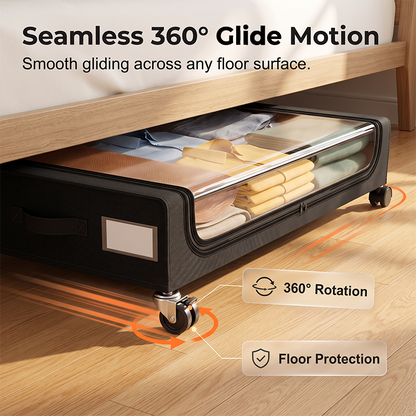 🛏️ Chariot de rangement sous-lit – Fini le désordre dans la chambre – Roulettes 360° silencieuses, cadre acier renforcé – Idéal pour vêtements, chaussures et couvertures 📦