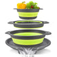 🍳💧 -50% ! 🧲Ensemble de 3 Passoires Pliables avec Socle Égouttoir – 3 Tailles, Gain de Place & Usage Polyvalent en Cuisine