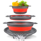 🍳💧 -50% ! 🧲Ensemble de 3 Passoires Pliables avec Socle Égouttoir – 3 Tailles, Gain de Place & Usage Polyvalent en Cuisine