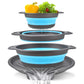 🍳💧 -50% ! 🧲Ensemble de 3 Passoires Pliables avec Socle Égouttoir – 3 Tailles, Gain de Place & Usage Polyvalent en Cuisine