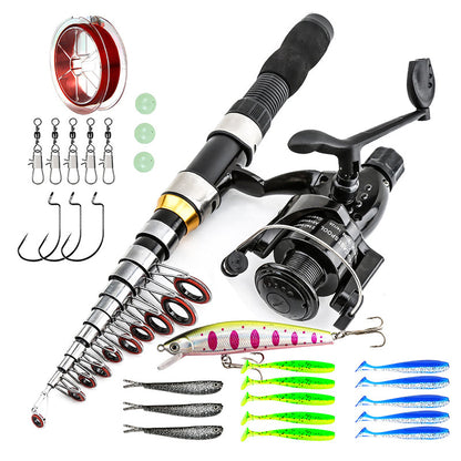 🎣🎒 Kit de pêche de voyage – Équipement complet, canne télescopique, sac de transport, partez pêcher partout, du lac au bord de mer, avec tout le nécessaire sous la main 🐟✨
