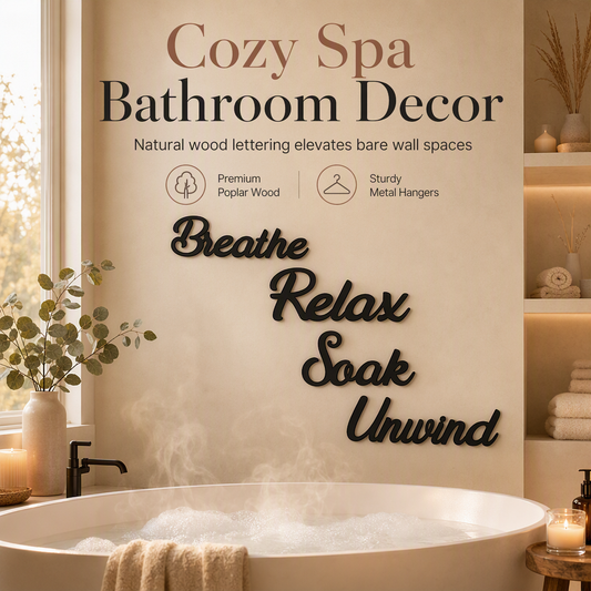 🎉 PROMOTION 2026 — Plus de 13 000 vendus ! 🛁 Set de décoration murale de salle de bains style ferme, 4 pièces, panneaux en bois de peuplier découpés en 3D 🧱✨