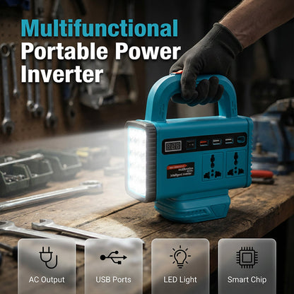 🔌💡 Onduleur portable avec lampe LED – Usage polyvalent, alimentez vos appareils en voiture, au camping ou en cas de panne, un compagnon d’énergie fiable et nomade 🚗🔋