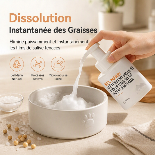 🧼🌊 -50% ! 🐶Mousse Nettoyante au Sel de Mer pour Gamelles d'Animaux.