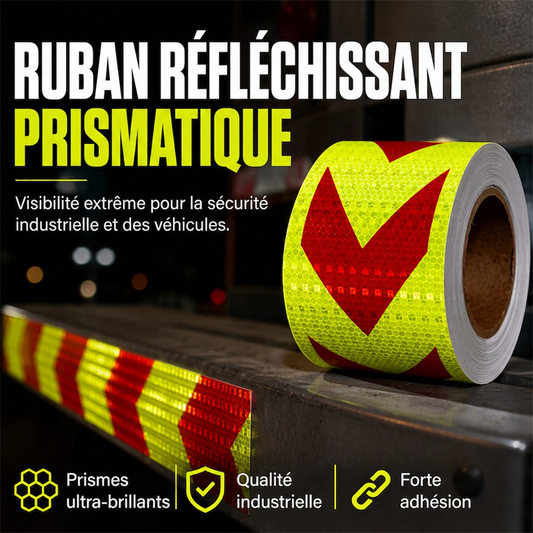 🛒 Offre limitée : –50 % ! 🚛 Ruban réfléchissant prismatique – Fini les angles morts et les risques la nuit – Visibilité 3x supérieure, résistant aux UV – Idéal pour remorques, usines et zones dangereuses ⚠️
