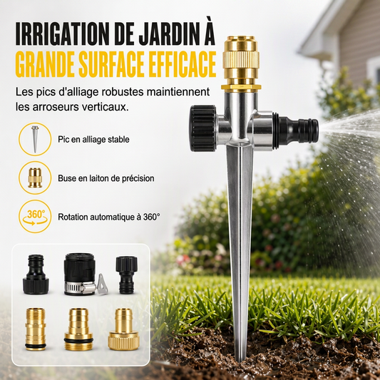 🌱 PROMO FLASH : 50% DE RÉDUCTION ! Arroseur Rotatif 360° – Buse en Laiton & Piquet en Alliage for Une Irrigation Uniforme du Jardin 💦✨