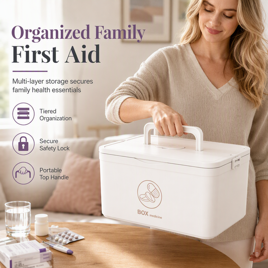 📦💊 Boîte de rangement de médicaments grande capacité – Compartiments multiples à plusieurs niveaux, format portable, organisateur familial pour premiers secours et urgences à la maison 🩹🏠