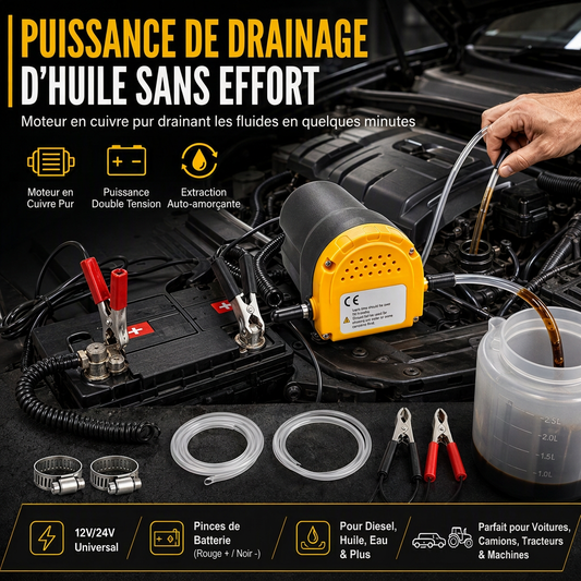 ⛽ 50% DE RÉDUCTION! 🔧 Pompe de transfert 12V/24V – Auto-amorçante & extracteur d'huile diesel ✨