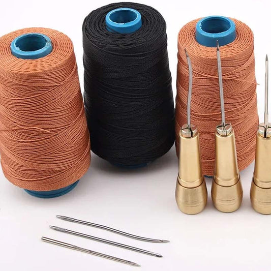 💯 PROMO FLASH : 50% DE RÉDUCTION ! Kit d'Alêne pour Couture du Cuir 3/4 Pièces – Manche en Cuivre Poli & Aiguilles Interchangeables avec Fil Ciré for des Finitions Professionnelles Durables ✨🧵