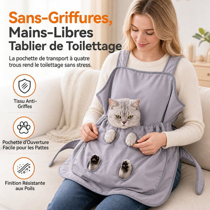 🐱 OFFRE LIMITÉE : -50% 🥻 Tablier de câlins pour animaux de compagnie — Avec ouvertures pour les pattes, résistant aux griffures, pour un toilettage sans utiliser les mains