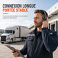 Casque de centre d'appels Bluetooth sans fil avec réduction de bruit ambiant ENC et appairage automatique, adapté au service client et aux conducteurs de camions