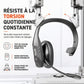 Casque de centre d'appels Bluetooth sans fil avec réduction de bruit ambiant ENC et appairage automatique, adapté au service client et aux conducteurs de camions