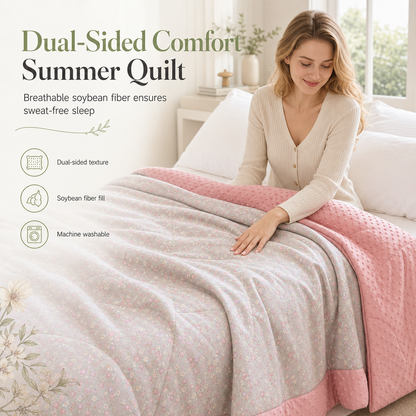 ⏳ Offre limitée −50% ⏰ Couette Été Légère & Fraîchaïte au Rembourrage Fibre de Soja – Tissu Pois Texturé, Lavable en Machine, Couverture Climatisation Adultes & Enfants