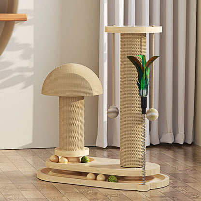📢📢50 % DE RÉDUCTION !! ⏰  Griffoir Interactif pour Chat avec Plumeau & Balle de Jeu – Bois de Qualité Supérieure & Sisal Naturel, Base Large Anti-Basculement for des Heures de Jeu et des Meubles Protégés ✨🐱