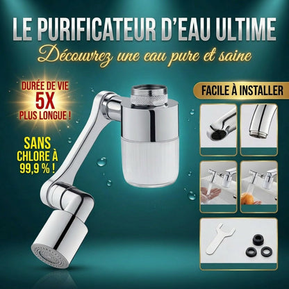 🔄 Robinet Multifonctionnel Rotatif 360° – Laiton Plaqué 9 Couches – Bras 1080°, Double Mode & Filtre Eau – pour Cuisine & Salle de Bain