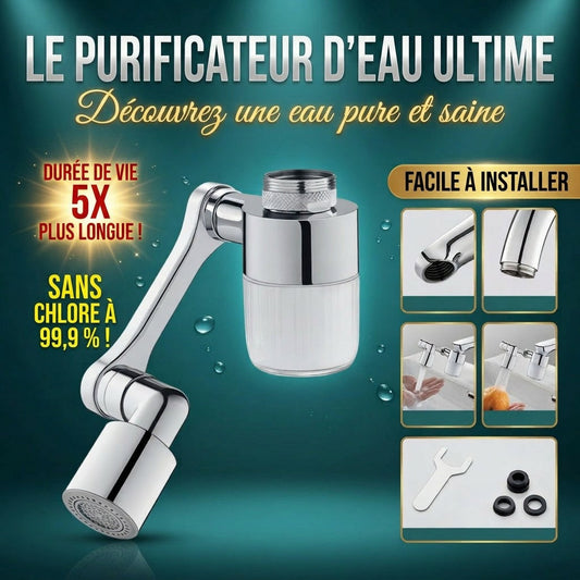 🔄 Robinet Multifonctionnel Rotatif 360° – Laiton Plaqué 9 Couches – Bras 1080°, Double Mode & Filtre Eau – pour Cuisine & Salle de Bain